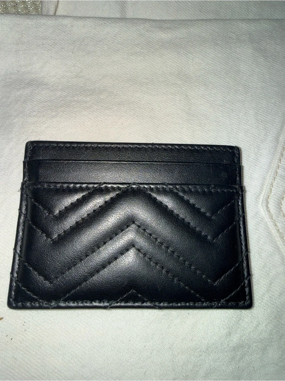 Gucci Black Quilted Leather Card Case with Gold Double G - Picture 2 of 5